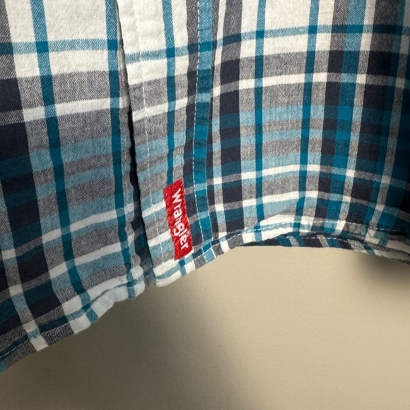 Wrangler Men's Teal Blue Plaid Short Sleeve Western Cowboy Button Up Shirt XL - Picture 4 of 12